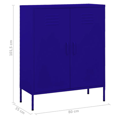 mtlskopl Navy Blue Steel Storage Cabinet with Height-Adjustable Shelves & Lockable Doors 13.8 x 31.5 x 40 in Powder-Coated Finish Modern Organizer for Living Room Home Office Garage
