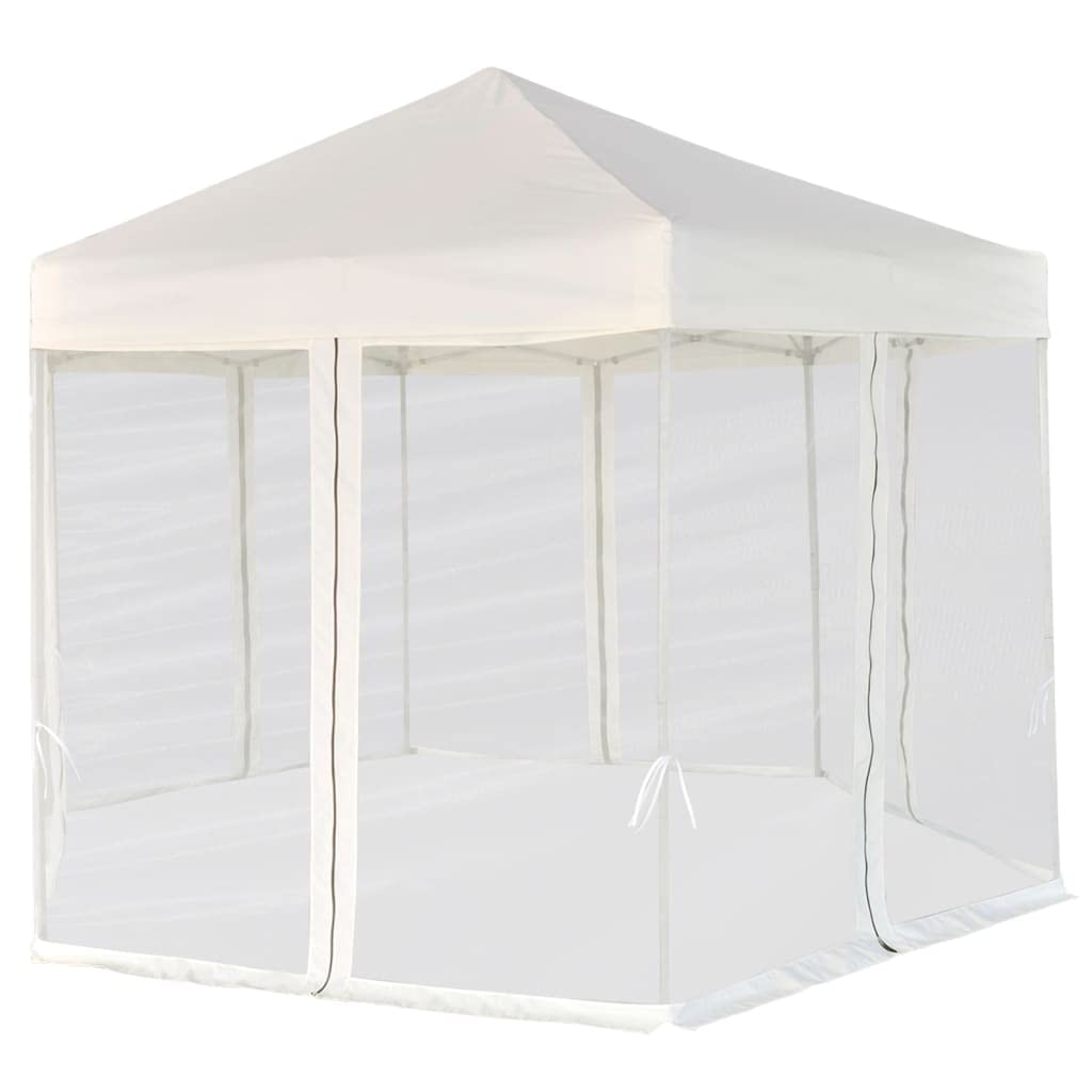 Hexagonal Gazebo Cream White, 11.8x11.8x9.2 ft Outdoor Canopy Tent with Mesh Sidewalls, Portable Pop Up Patio Shelter for Parties, Weddings, Backyard Events Outdoor Structures