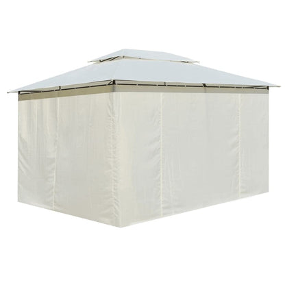 Garden Marquee with Curtains, 157.5"x118.1" White Waterproof Gazebo for Outdoor Events, Powder-Coated Steel Frame Canopy Tent Outdoor Structures