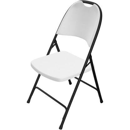 Pemberly Row Folding Chairs, Plastic Resin and Metal, Gray Granite and Black Finish, 34.75" H x 17" W x 20" D, Set of 4, Stain Resistant, Durable Nesting Design for Home, Office, or Event Seating