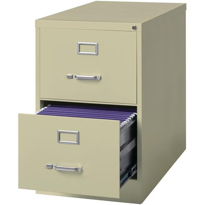 Pemberly Row 2 Drawers 28.38" Vertical Beige Metal Filing Cabinet Lockable Pre-Assembled Stationary Legal Size for Home, Office