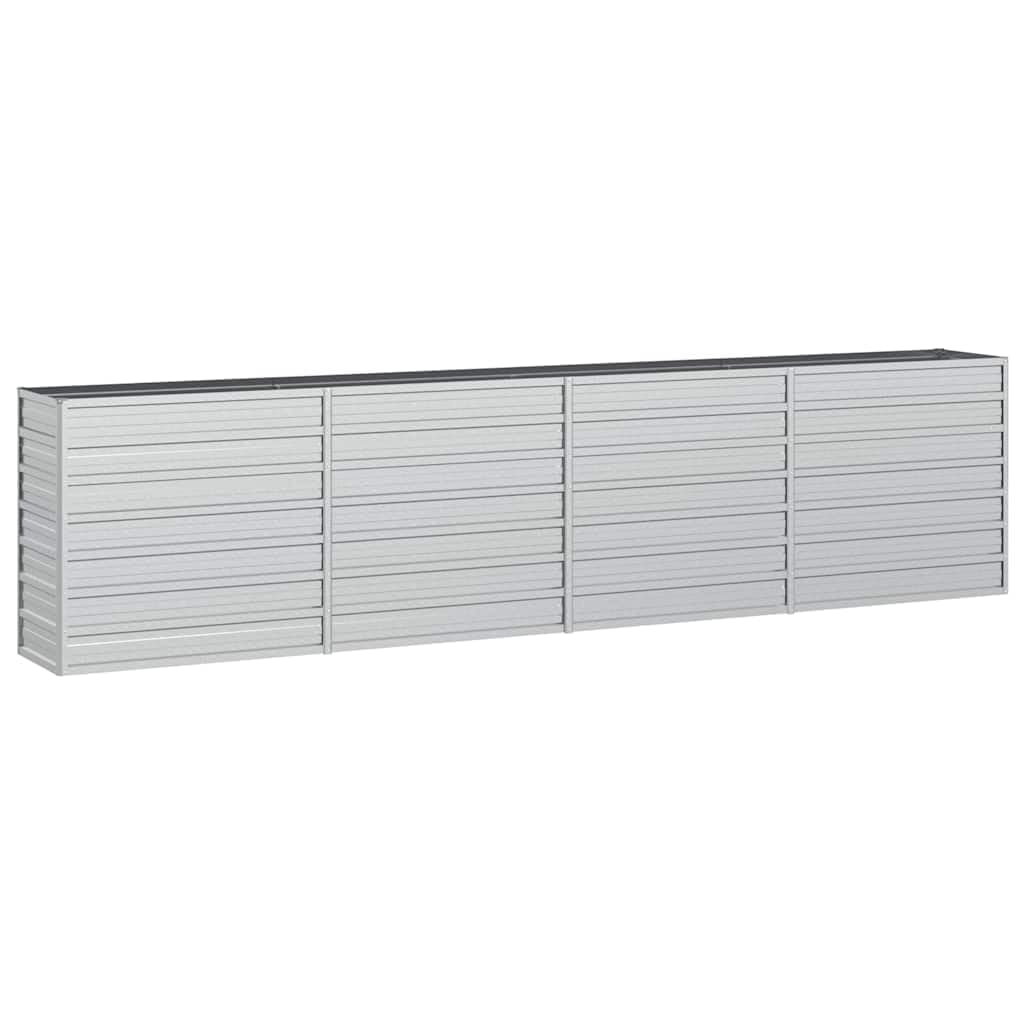 Foknhdi Large Galvanized Steel Raised Garden Bed 126x126x30.3 in Silver Modern Outdoor Planter Box for Vegetables Flowers Herbs on Patio Backyard