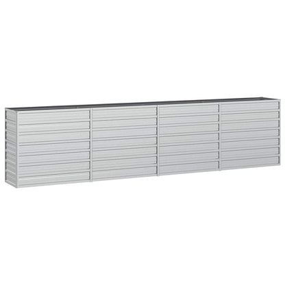 Foknhdi Large Galvanized Steel Raised Garden Bed 126x126x30.3 in Silver Modern Outdoor Planter Box for Vegetables Flowers Herbs on Patio Backyard