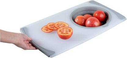 Restaurantware RW Base Cutting Board Strainer, 19.7"x11.2" with Non-Slip Rubber Feet, Gray