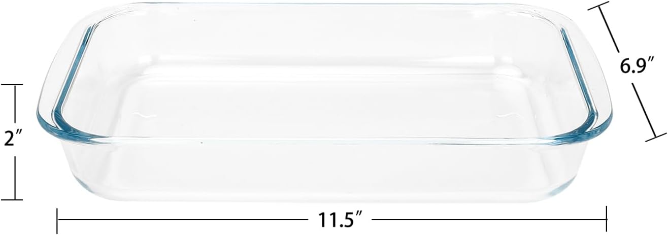 Set of 2, 1.5-Quart Tempered Glass Oblong Baking Dishes