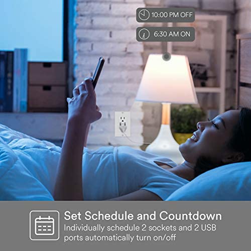 Lumary Smart USB Outlet with Type-C & USB-A Ports, WiFi in-Wall Outlet Compatible with Alexa & Google Home, Remote & Voice Control, Timer, FCC Certified, Tamper-Resistant, 4 Pack