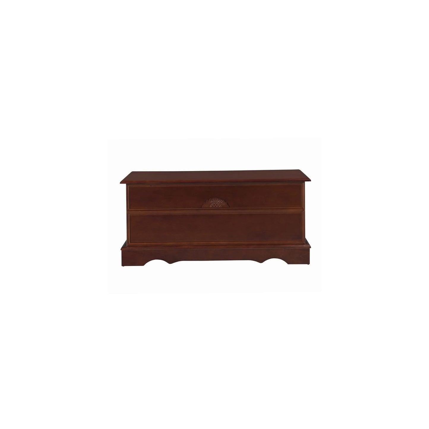 HomeStock Wooden Lift Top Chest with Carved Details - Dark Brown Storage Trunk