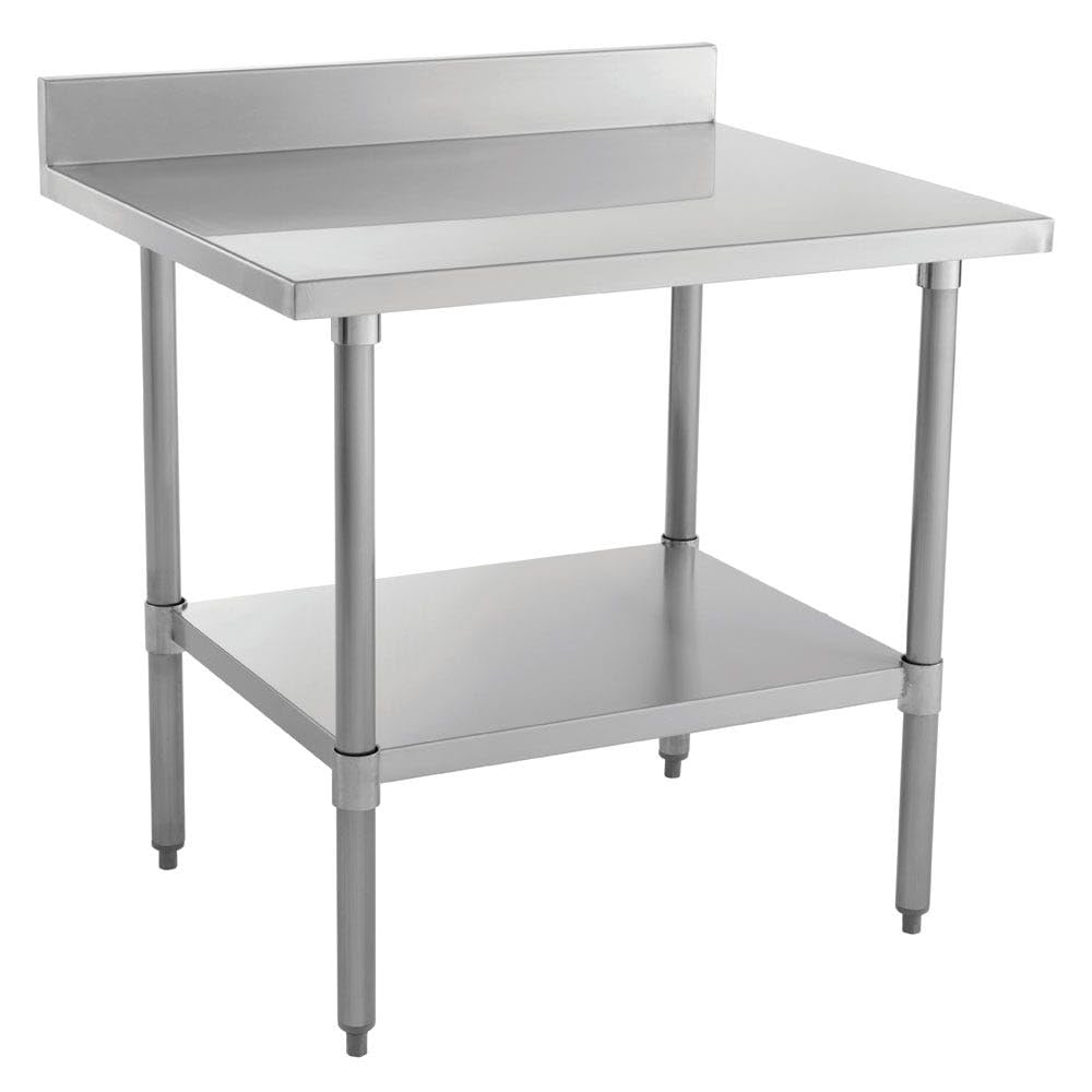 Kratos Stainless Steel Kitchen Prep Table 36"x30" with Backsplash and Undershelf, NSF Worktable for Restaurants - 18ga/304SS