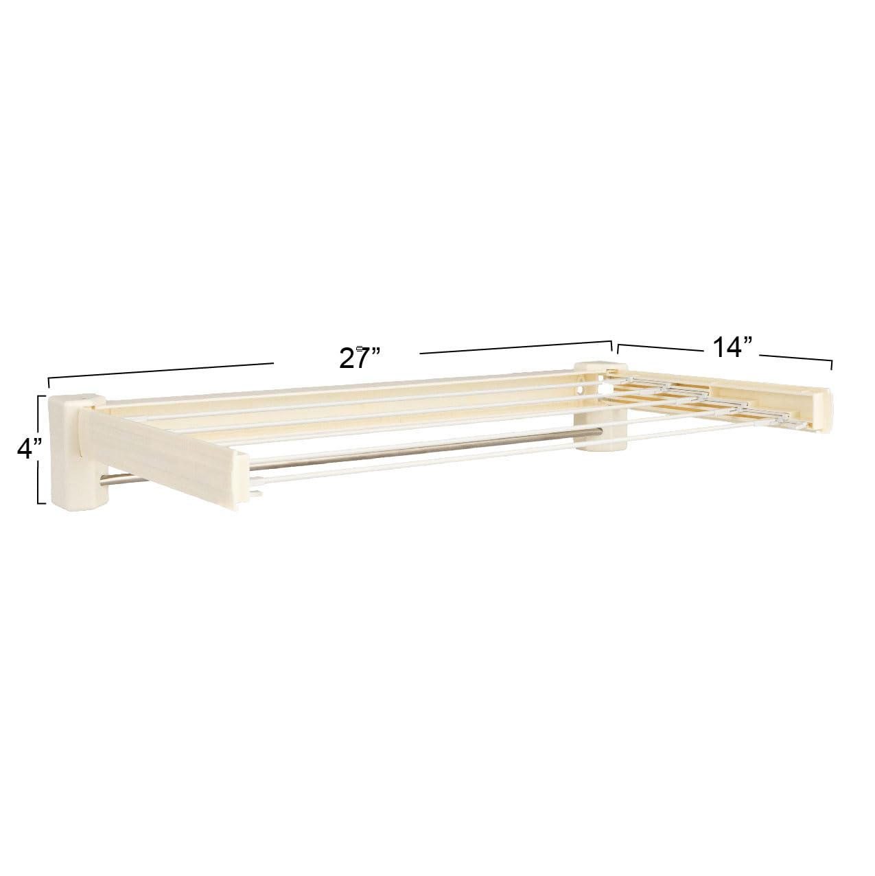 Household Essentials Metal and Plastic Wall Mount Telescoping Drying Rack, Compact Laundry Rack