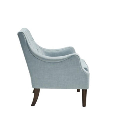 Madison Park Accent Chair for Living Room, Upholstered Button Tufted Back, Removable 5.75" T Seat Cushion, Solid Wood Legs, Modern Accent Armchair Family Room Furniture, Bedroom Chair, 29.25" W Blue