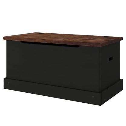 OSHOME 35.5" Solid Pine Storage Chest with Lift -Top Hinged Lid, Storage for Bedroom, Entryway and Living Room in Harvest Black Finish