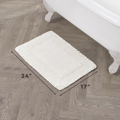 Laura Ashley Ivory Ruffle Cotton Bath Rug, 17" x 24"