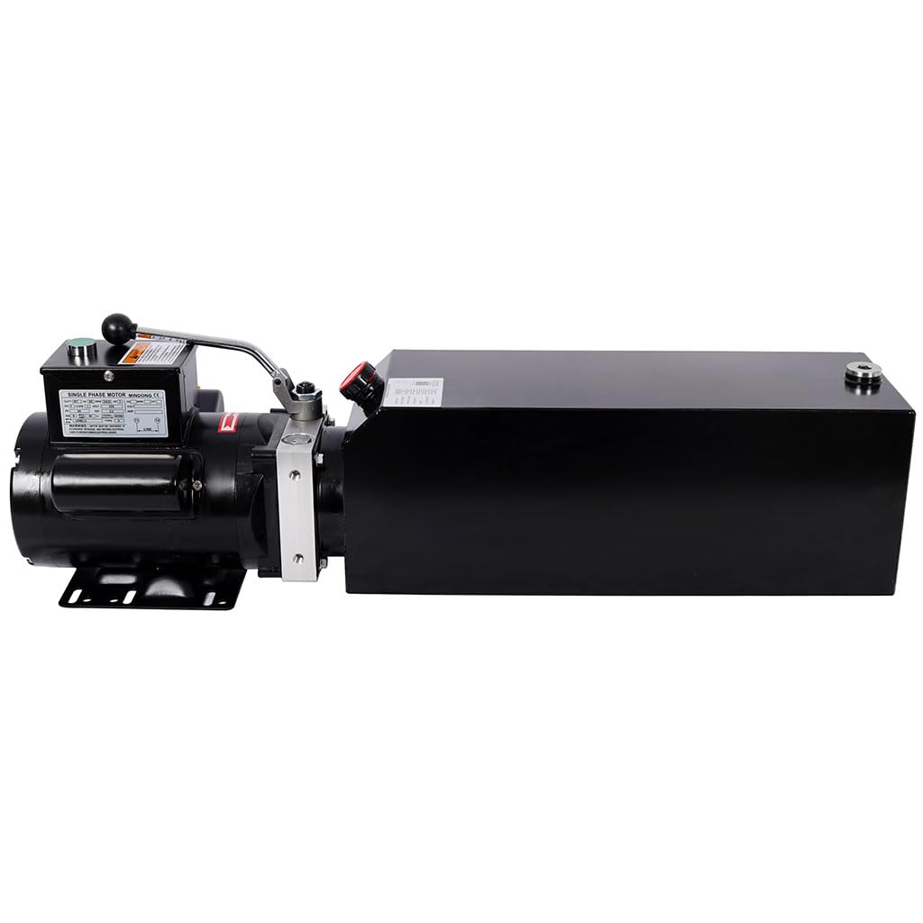 YATON Hydraulic Power Unit Single Acting Pump, Heavy Duty Steel Hydraulic Pump with Safety Relief Valve & SAE#6 Connector, Electric Hydraulic Power Pack for Dump Trailer Lift Gate Car Lift, Black