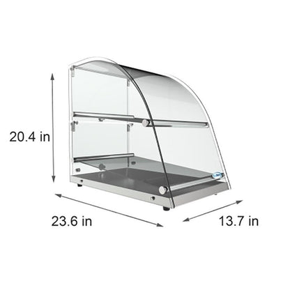 Pemberly Row 2-Tier Glass Bakery Display Case, Stainless Steel Base, Clear Tempered Glass, 20.4"H x 13.7"W x 23.6"D, Countertop Pastry Display for Muffins, Cookies, Donuts, Coffee Shop or Bakery Use