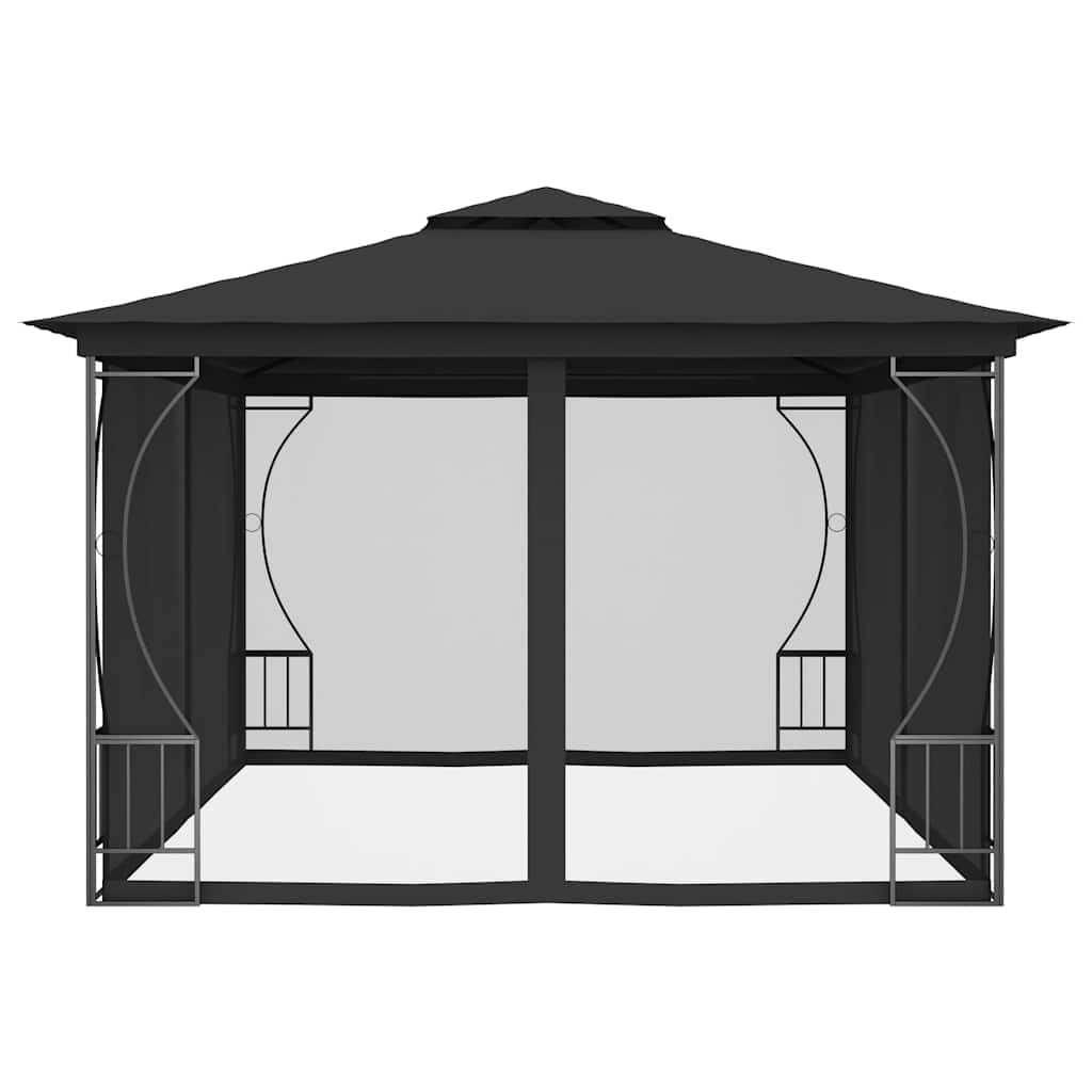 Gazebo with Nets 9.8'x13.1'x8.7' Anthracite, UV Proof Polyester Fabric, Steel Frame Outdoor Canopy Tent for Patio, Backyard, Party Events Outdoor Structures