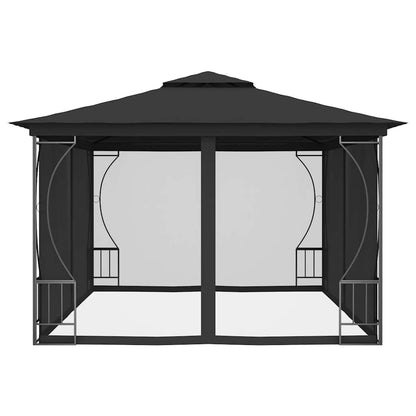 Gazebo with Nets 9.8'x13.1'x8.7' Anthracite, UV Proof Polyester Fabric, Steel Frame Outdoor Canopy Tent for Patio, Backyard, Party Events Outdoor Structures