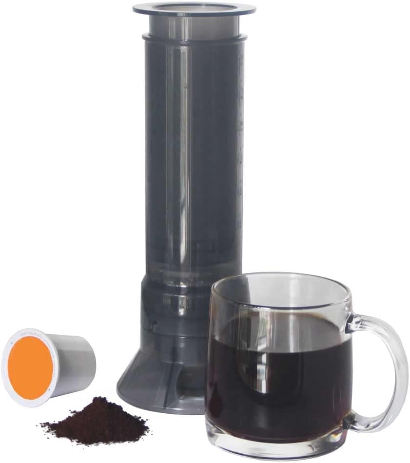 Portable Travel Coffee Maker Press, Camping Coffee Press, Compatible with K Cups and Ground Coffee, 4~12 OZ