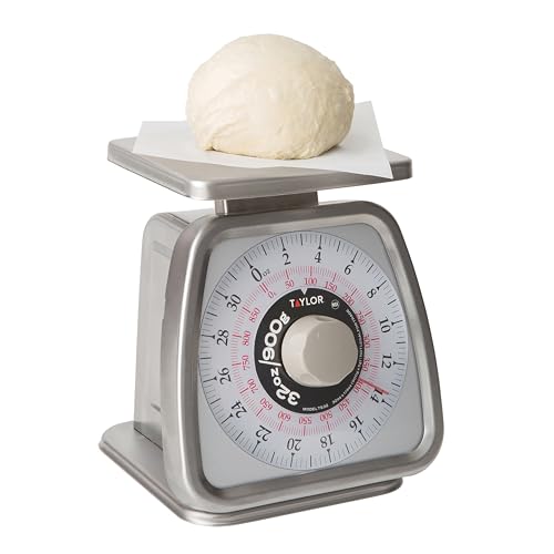Taylor Mechanical Portion Control Kitchen Scale, Food Scale for Precise Weight Measuring and Portion Control, Rotating Dial Tare Function, NSF, TS32 32OZ, Stainless Steel Platform