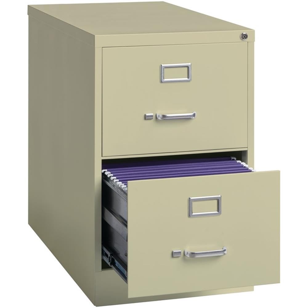 Pemberly Row 26.5" D Metal Vertical Filing Cabinet, Legal Width, 2 Drawer, Putty Finish, Durable Commercial Grade Steel, Lockable Office Storage for Files, Fully Assembled