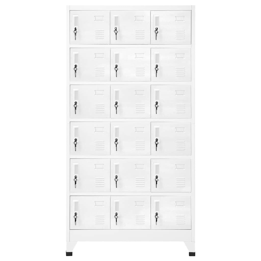 18-Compartment Metal Locker Cabinet with Lockable Doors, 35.4x15.7x70.9 Inches, for Gym and Changing Room Storage, Name Card Holders and Ventilation Holes