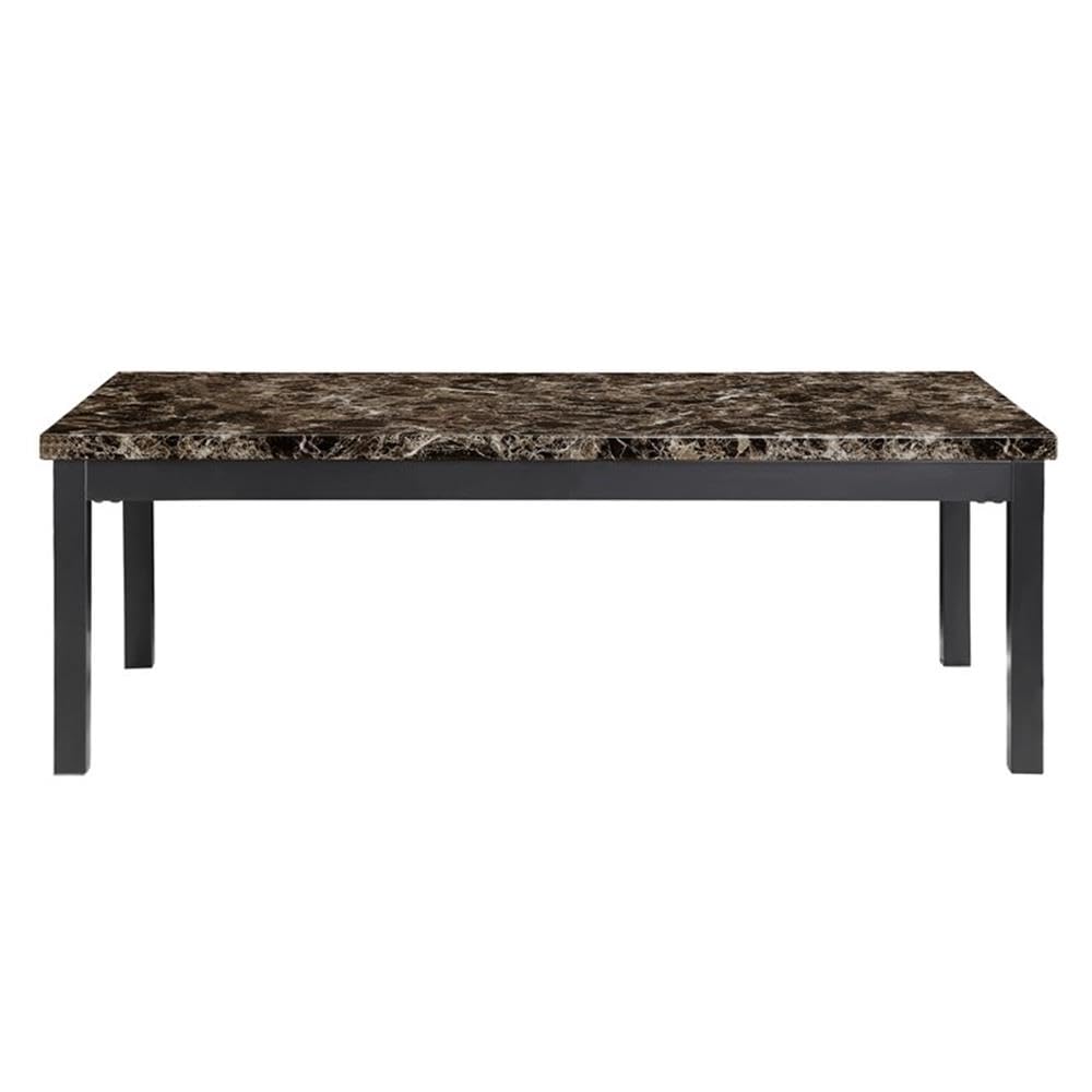 Lexicon Tempe 3-Piece Faux Marble Coffee Table Set, Brown Marble Look Top with Black Metal Frame, Modern Living Room Set with 1 Cocktail Table & 2 End Tables