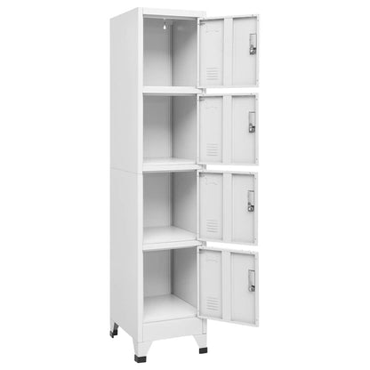 mtlskopl Grey Storage Cabinet 15x15x71 in Steel Locker with 4 Locking Doors Ventilated Office Organizer for Home Garage Bathroom
