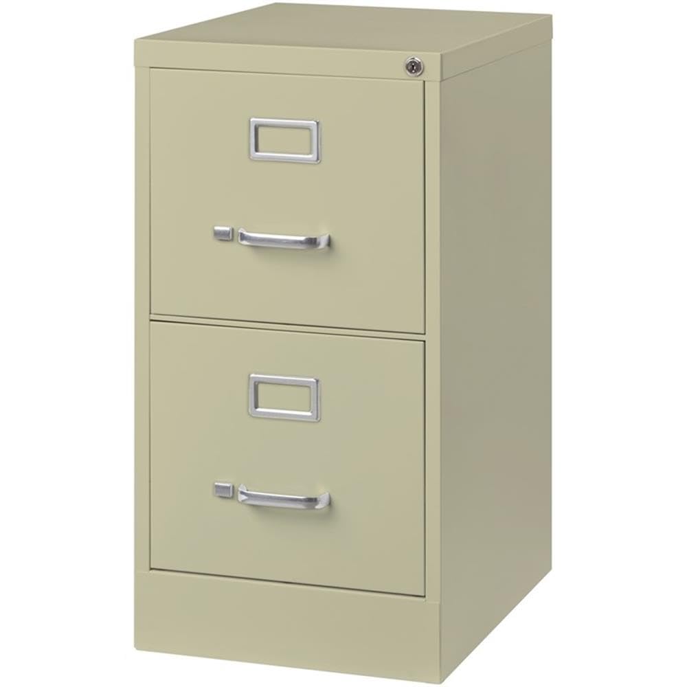Pemberly Row 2 Drawers 28.38" Vertical Beige Metal Filing Cabinet Lockable Pre-Assembled Stationary Letter Size for Home, Office
