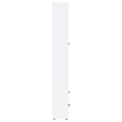 Coaster Home Furnishings - Hawthorne - 4-Shelf Tall Wood Accent Cabinet with Glass Doors, Drawers - Farmhouse Style - Living Room, Entryway & Home Kitchen - White - 953477