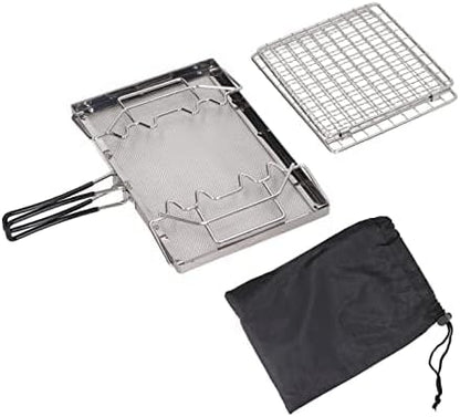 Camping Toaster - 22x15x3 cm, Stovetop Toaster, Wearable Stainless Steel for Hiking, Stable Structure
