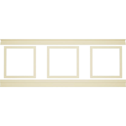 94 1/2"L (Adjustable 36"H to 40"H) Ashford Square Panel Traditional Wainscot Paneling Kit