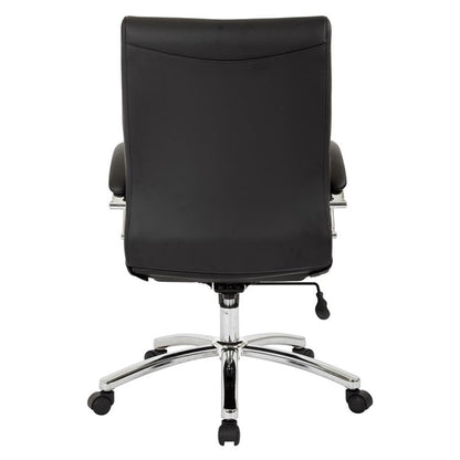 Office Star FL Series Executive Faux Leather Adjustable Office Chair with Built-in Lumbar Support, Mid-Back, Black