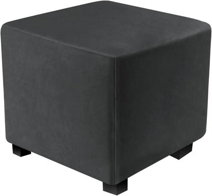 S/Length&Width:13-18"/Height:15-18",Black) Ottoman Covers Slipcover Square Ottoman Covers Protector for Footrest Foot