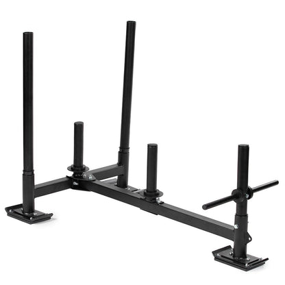 Titan Fitness High-Low Push Pull Drag Sled for Speed Training and Agility, 600 LB Capacity, Use on Grass, Turf, Concrete or Asphalt, Fits Olympic Weight Plates (Sled with (3) UHMW Plastic Ski Liners)