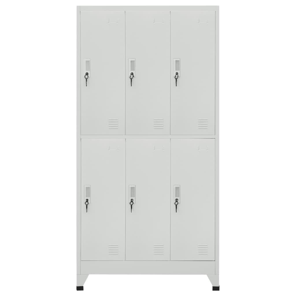 RMIHSJG Grey Steel Large Locker Cabinet with Six Lockable Compartments for Secure Storage in Office, School, or Gym - Durable Industrial Style Organizer