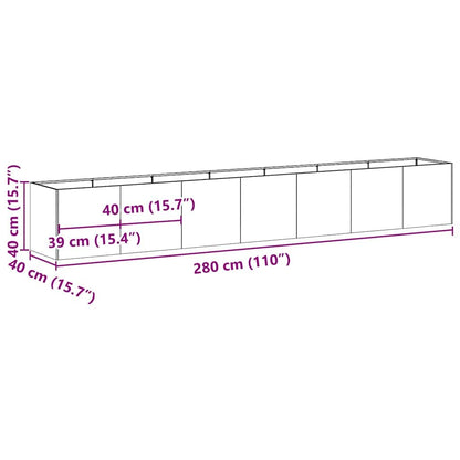 Tmriohed Large Rectangular Planter Box Black Cold-Rolled Steel Matte Outdoor Planter 110.2 x 15.7 x 15.7 in for Garden Patio Balcony Container Gardening
