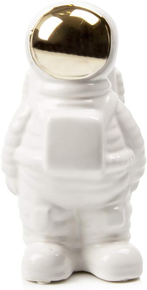 CHIVE - Astronaut Shape Vase, Simple Modern Flower Bud Planter, White and Gold (Medium)