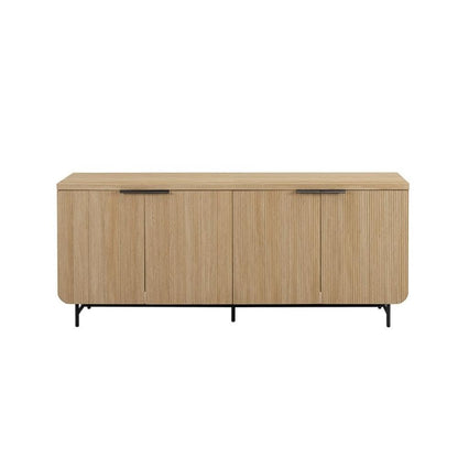Walker Edison Reema Fluted 4-Door Kitchen Sideboard Buffet Console, 69 Inch, Coastal Oak