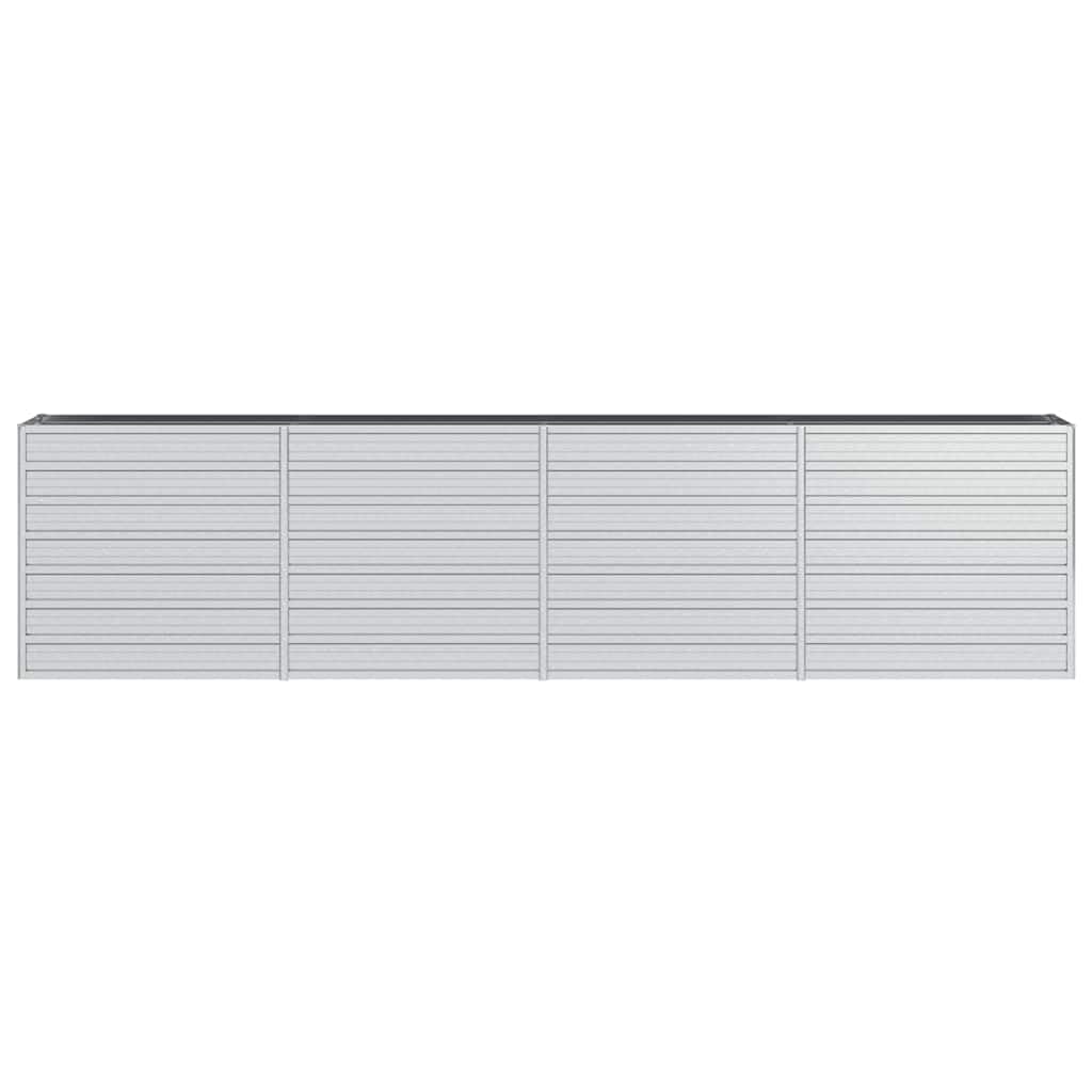 Foknhdi Large Galvanized Steel Raised Garden Bed 126x126x30.3 in Silver Modern Outdoor Planter Box for Vegetables Flowers Herbs on Patio Backyard