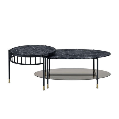 Acme Furniture 2 Piece Oval Nesting Coffee Table, Black