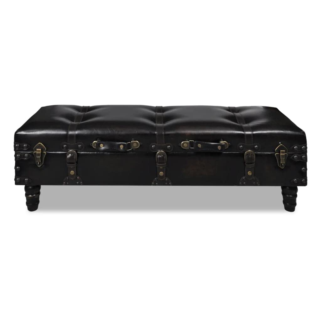 HPUYRFG Dark Brown Travel Trunk Storage Bench 43.7" with Faux Leather Seat and Wooden Frame