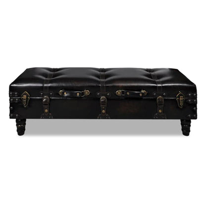 HPUYRFG Dark Brown Travel Trunk Storage Bench 43.7" with Faux Leather Seat and Wooden Frame