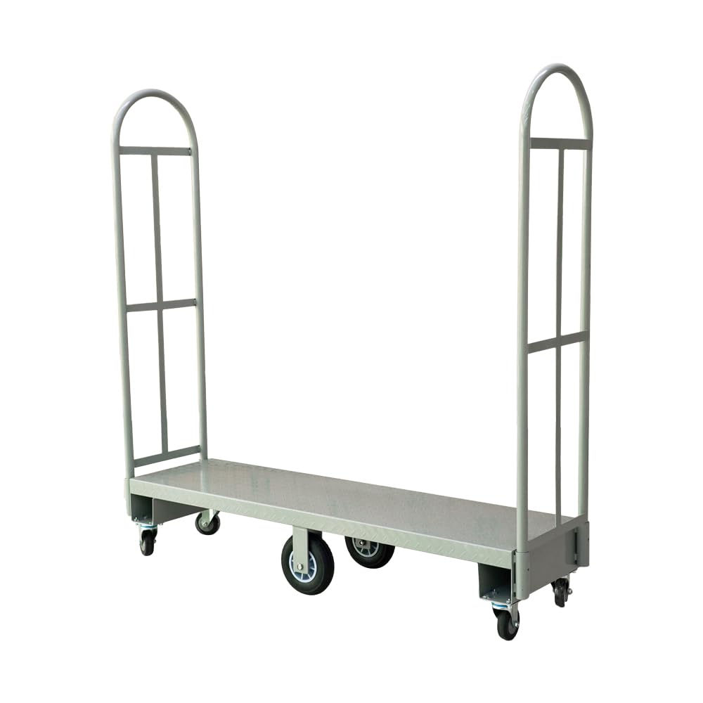 Yeeoy Narrow Aisle U-Boat Platform Truck Dolly, 60"x16" Heavy Duty U- Boat Cart with Thick Steel Deck, 2000LBS Capacity Utility Flatbed Cart with 6 Casters