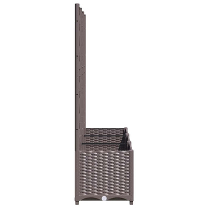 Foknhdi Large Outdoor Planter Box with Trellis 47.2 x 15.7 x 53.5 in Brown UV-Resistant Polypropylene Raised Garden Bed for Patio Balcony Gardening