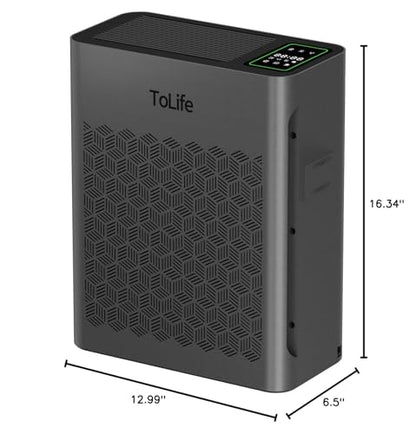 Tolife Powerful Air Purifiers for Home Large Room Up to 2000 Ft²Pets with Washable Filter, Sleep Mode, Timer, HEPA Filter Pet Air Purifier for Bedroom,White