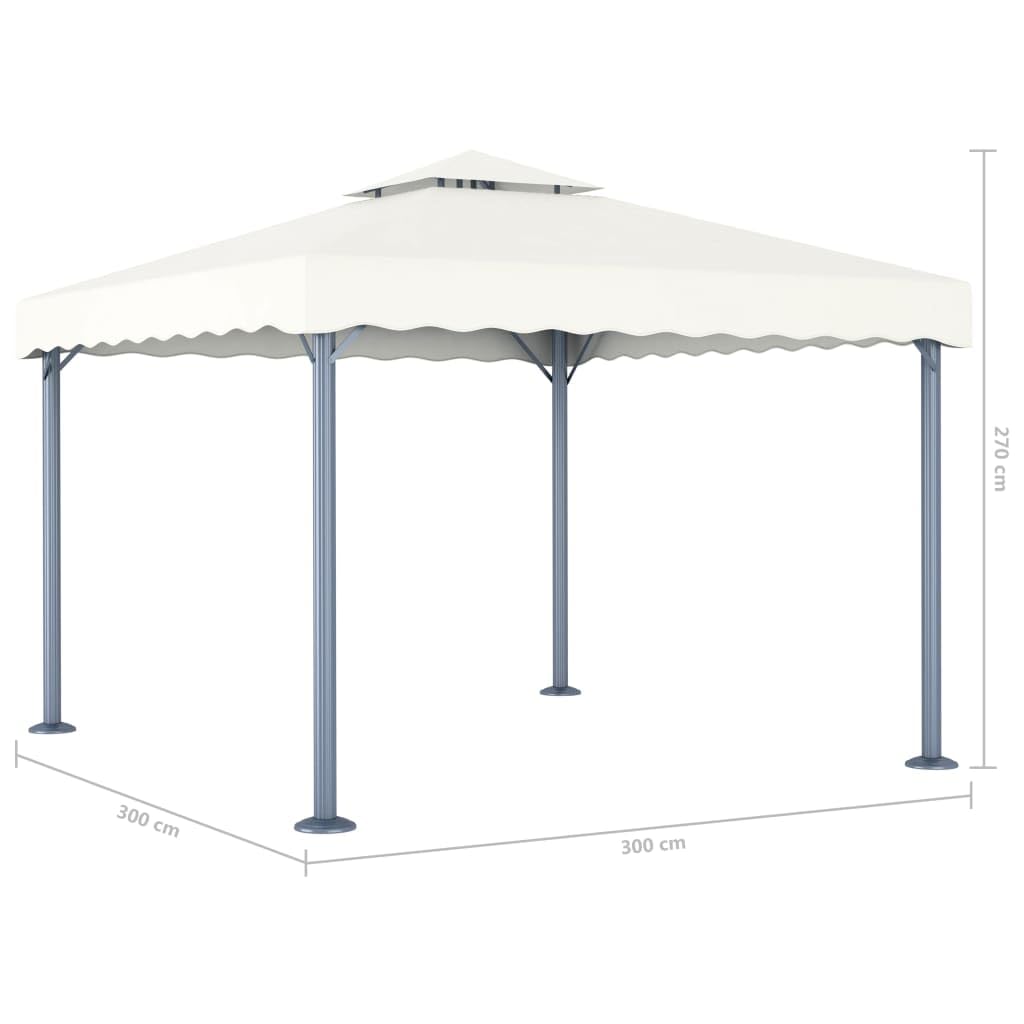 Xhnifbn Cream Aluminum Outdoor Gazebo 118 x 118 Inch, UV-Resistant Canopy Tent, Square Freestanding Shelter with Modern Design for Backyard, Patio, Garden & Deck