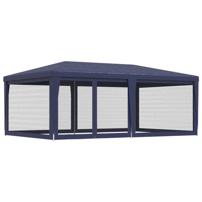 Party Tent, Blue 19.7'x13.1' HDPE, Waterproof UV Proof Outdoor Gazebo with 6 Mesh Sidewalls, Iron Frame for Events, Weddings, and Parties Lawn Structures