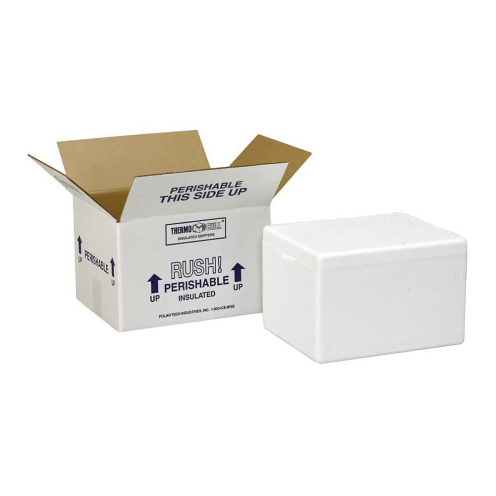 Polar Tech 245C Thermo Chill Insulated Carton with Foam Shipper, Medium, 17" Length x 10" Width x 8-1/4" Depth, Original Version