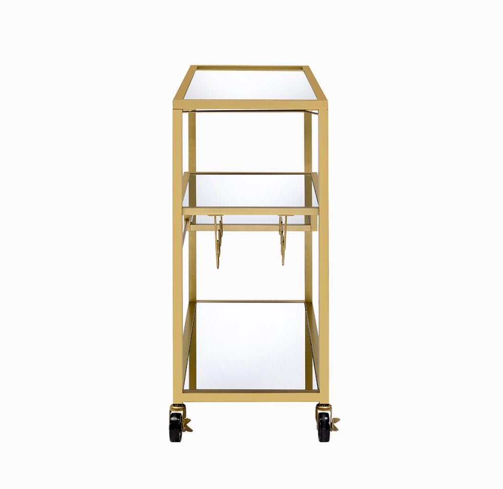 GOWE Adamsen Mirrored & Champagne Finish Serving Cart