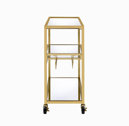GOWE Adamsen Mirrored & Champagne Finish Serving Cart