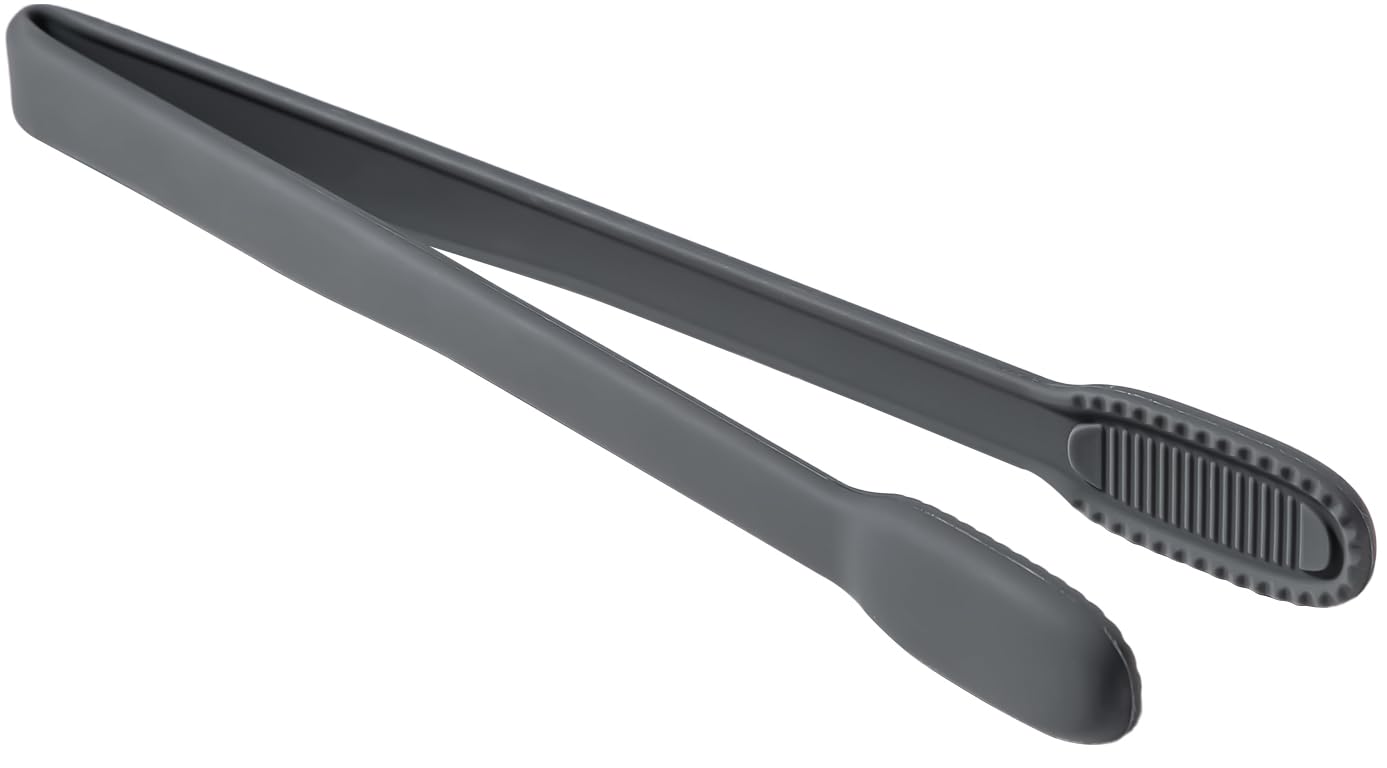 carrotez Silicone Cooking Kitchen Tongs, Anti-Slip,Non-Scratch Serving Tongs 9.25 Inches - Dark Gray